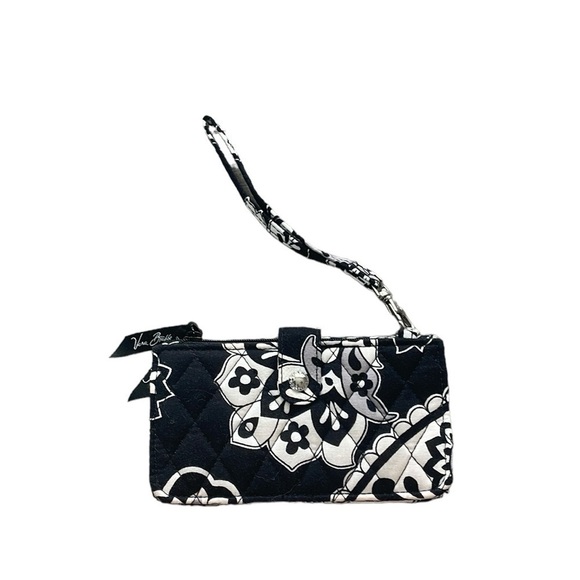 Vera Bradley Black and White Floral Preppy Printed Smartphone Wristlet - Picture 1 of 5